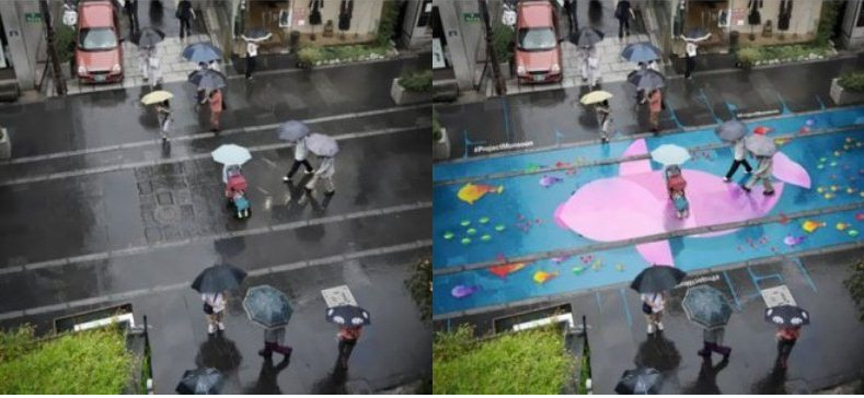 Corea del Sud, ecco i murales che si vedono solo quando piove