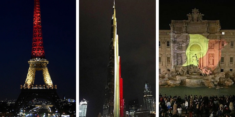 Da Parigi a Dubai, il tricolore del Belgio illumina i monumenti