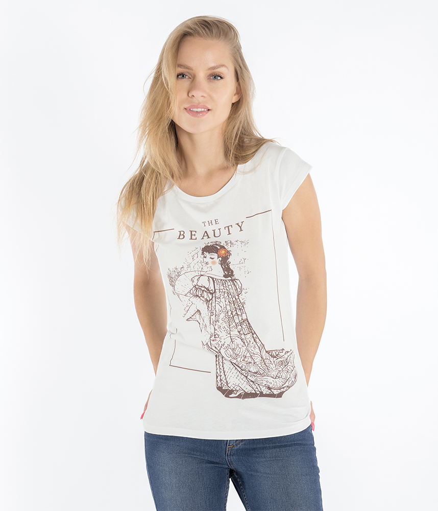 beauty ventaglio t shirt donna slim beauty and the beast