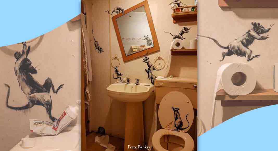 Banksy, "Mia moglie odia quando lavoro a casa". L'ultima opera è in bagno