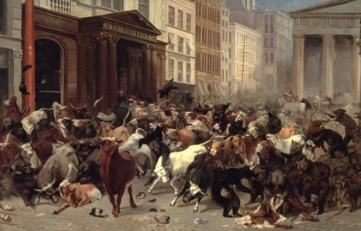  "The Bulls and Bears in the Market’" del pittore statunitense William Holbrook Beard, 1879 (olio su lino)