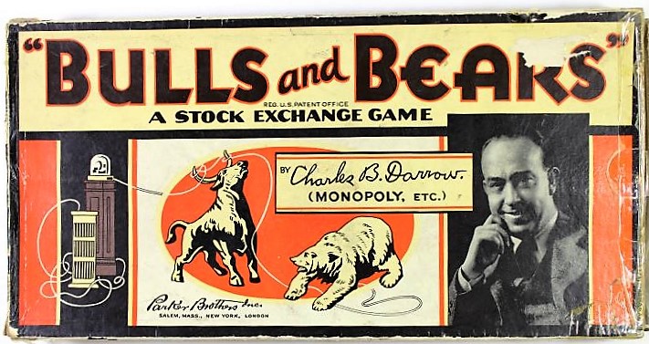 Un’altra scatola del gioco Bulls and Bears. fratelli Parker. Londra 1936 (cartone, legno e metallo)
