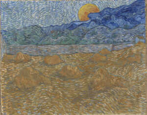 Vincent Van Gogh Paesaggio con covoni e luna nascente