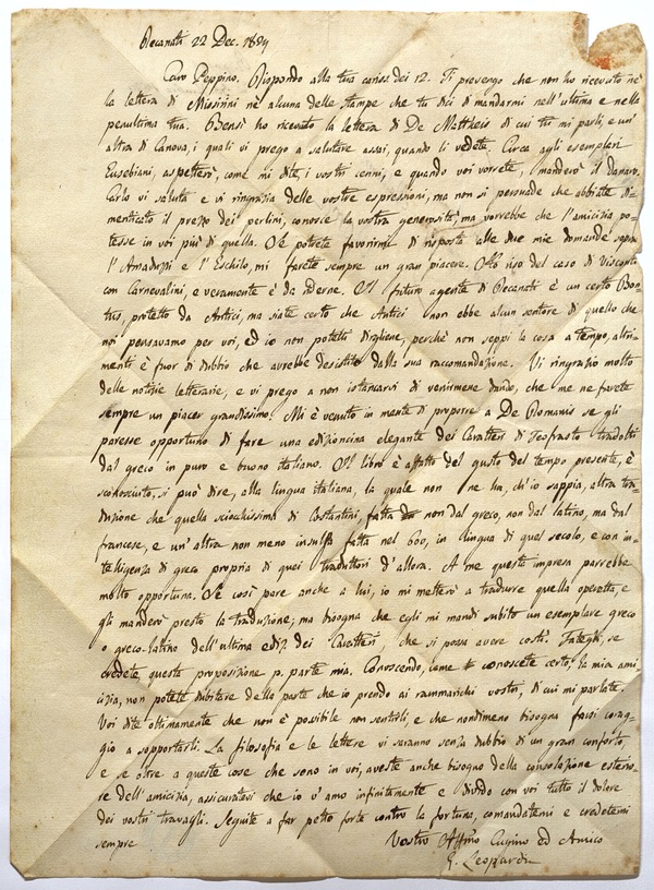 La lettera di Giacomo Leopardi