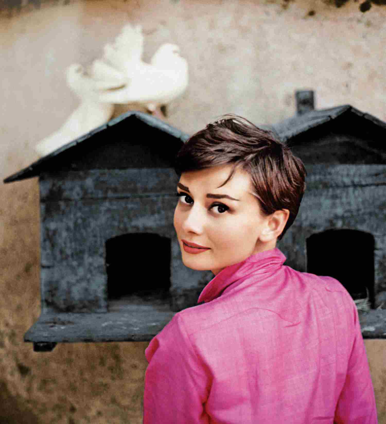 L’attrice Audrey Hepburn posa per una copertina di Life, La Vigna, Roma, 1955.