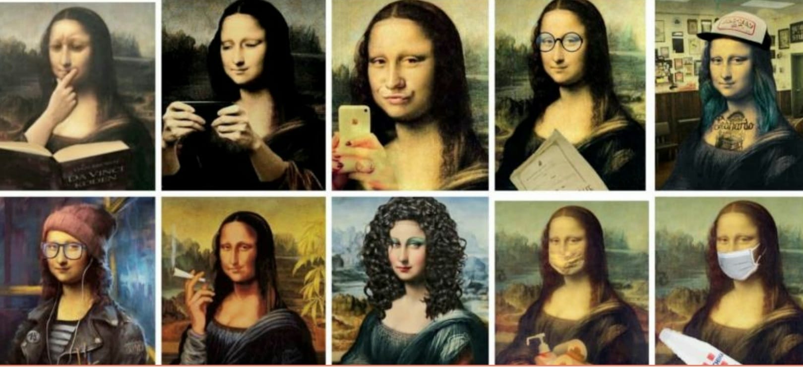 Uso umoristico della Gioconda per svariati messaggi.