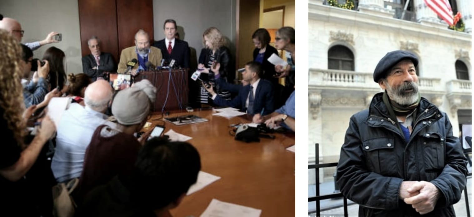 Conferenza stampa del 12 marzo 2017 con i legali delle due parti. Di Modica intervistato sulla Fearless girl. NY 2017