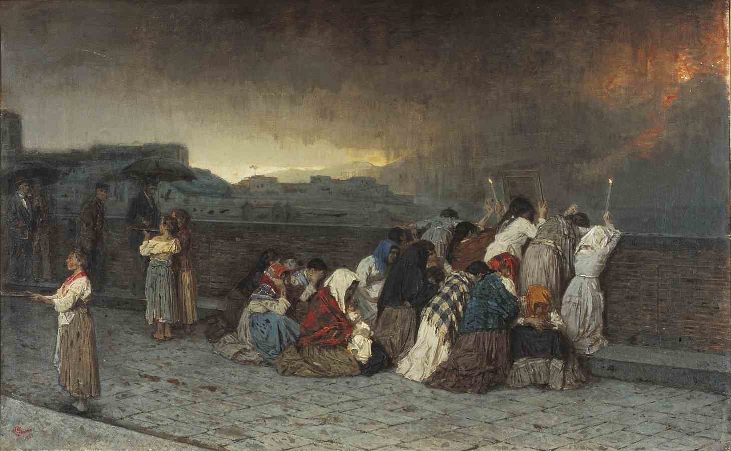 Gioacchino Toma(Galatina, 1836 – Napoli, 1891) La pioggia di cenere del Vesuvio 1880 olio su tela Firenze, Gallerie degli Uffizi, Galleria d'Arte Moderna di Palazzo Pitti su gentile concessione del Ministero della Cultura - Gallerie degli Uffizi