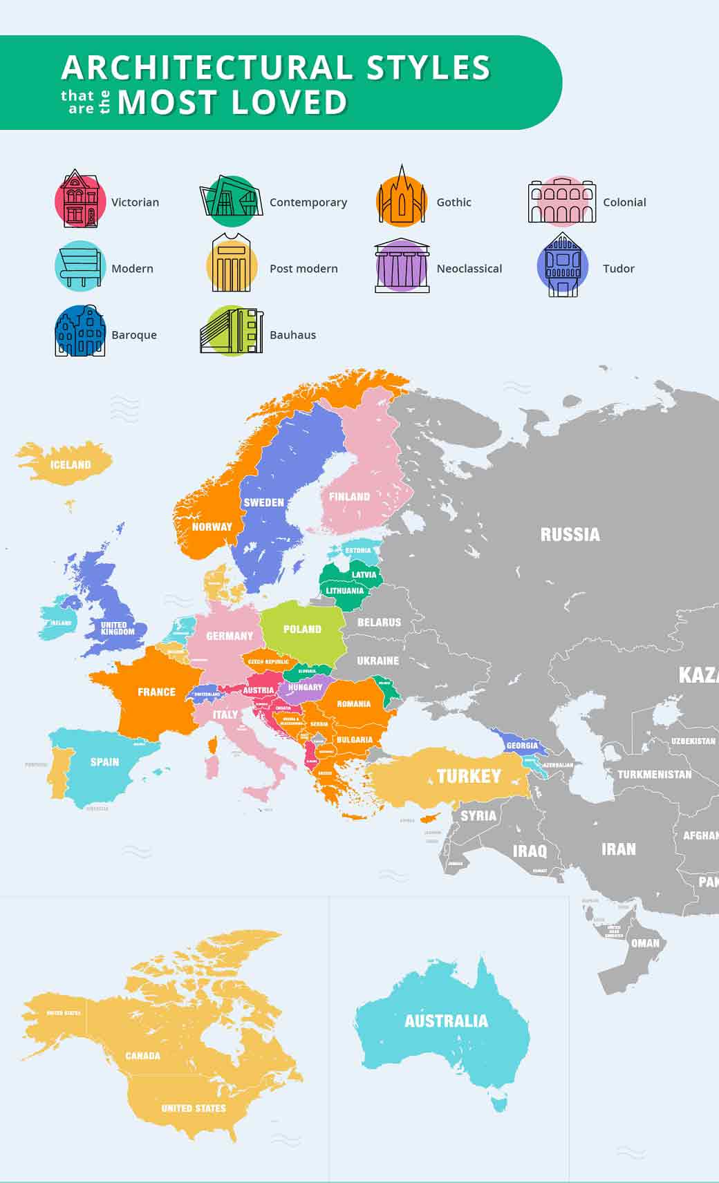Gli stili architettonici più amati nel mondo