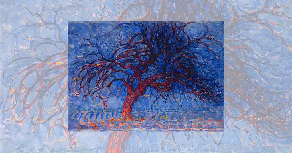 L'albero rosso di Piet Mondrian e i rami spogli d'autunno