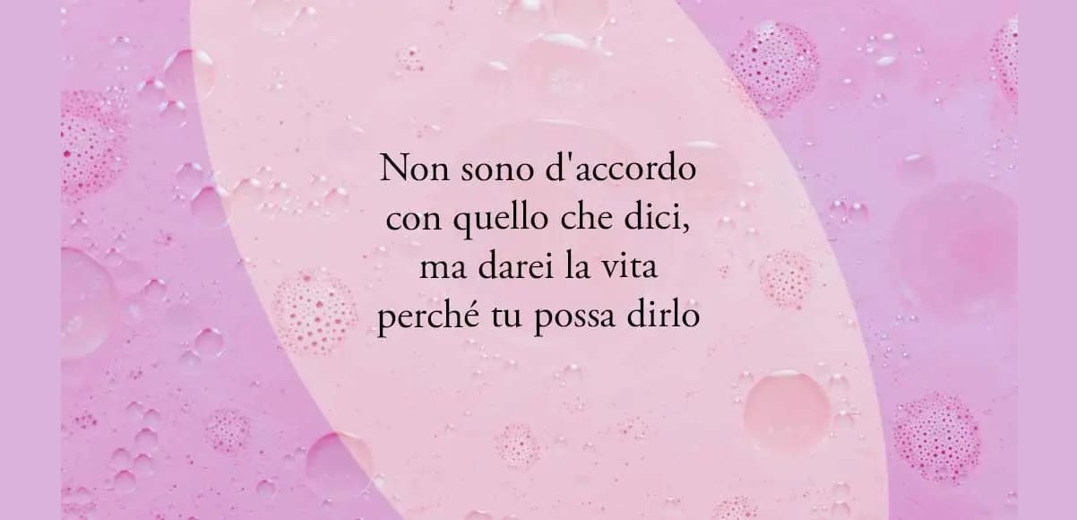 La frase che erroneamente è attribuita a Voltaire 7 "Non sono d'accordo con quello che dici, ma darei la vita perché tu possa dirlo" di Evelyn Beatrice Hall