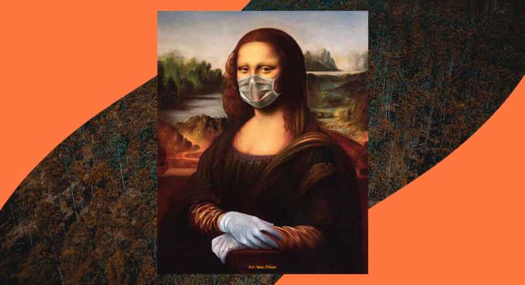 Le opere d'arte con la mascherina scendono in campo contro il Coronavirus