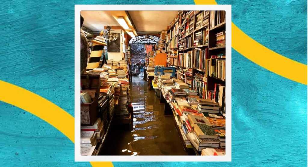 Maltempo, torna ad allagarsi la libreria acqua Alta di Venezia