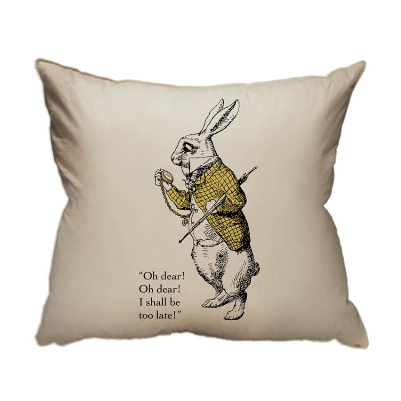 too late e tardi cuscino arredo john tenniel alice in wonderland