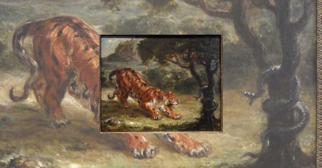 "Tigre contro un serpente", l'essenza della natura in un quadro di Eugene Delacroix