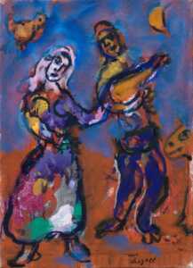 Chagall Musicien et danseuse
