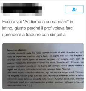 "Andiamo a comandare", professore assegna agli alunni la versione latina del tormentone
