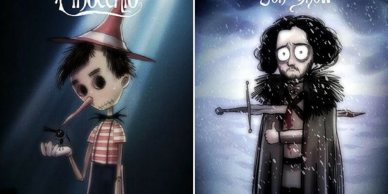 I personaggi Disney e di Game of Thrones rivisitati in stile Tim Burton