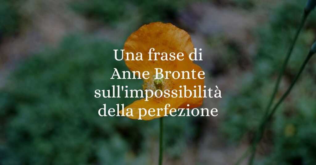 Una frase di Anne Bronte sull'impossibilità della perfezione