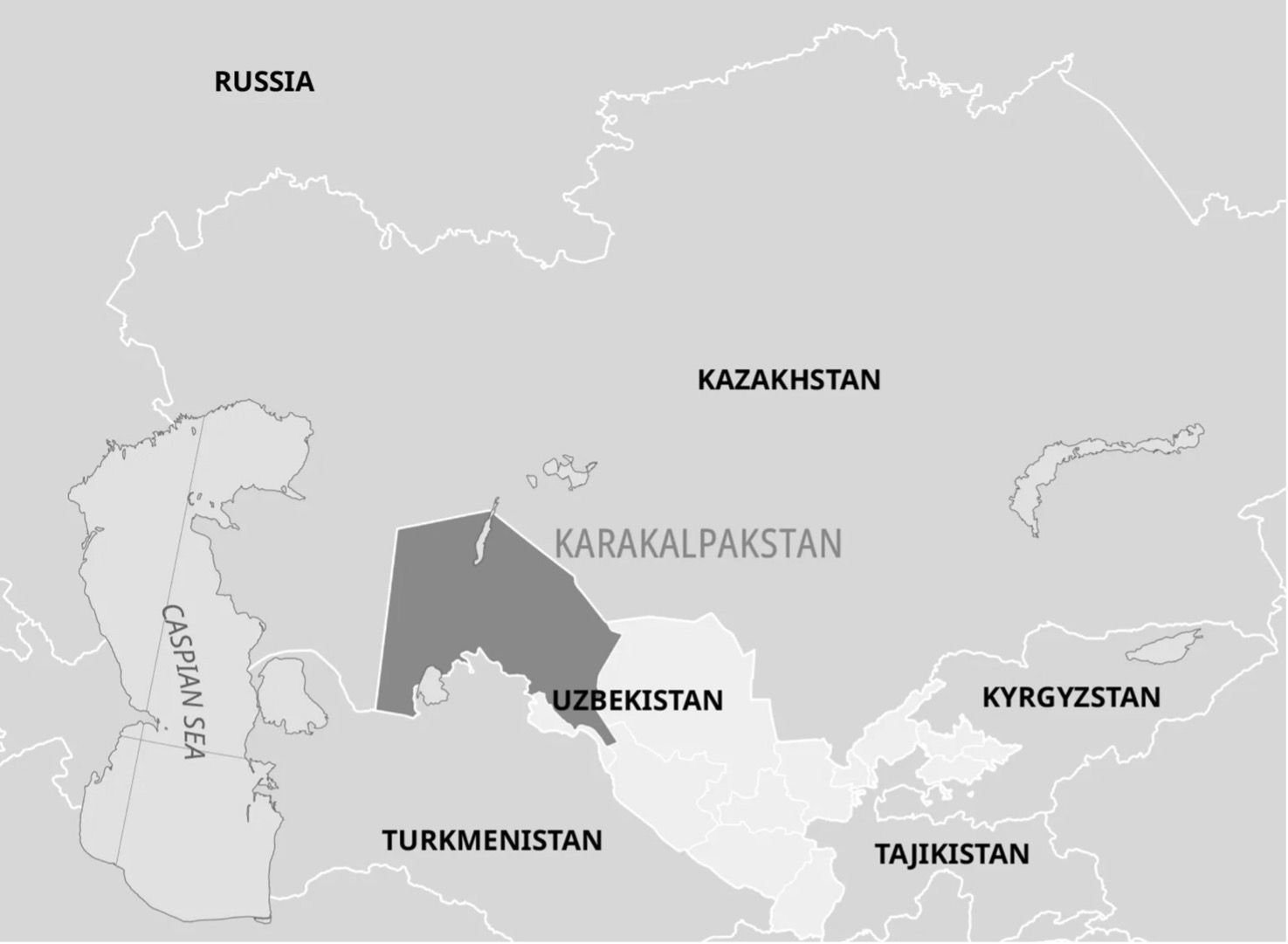 La posizione del Karakalpakstan sulla mappa