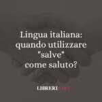 Lingua italiana: quando utilizzare "salve" come saluto? 46 Lingua italiana: quando utilizzare "salve" come saluto?
