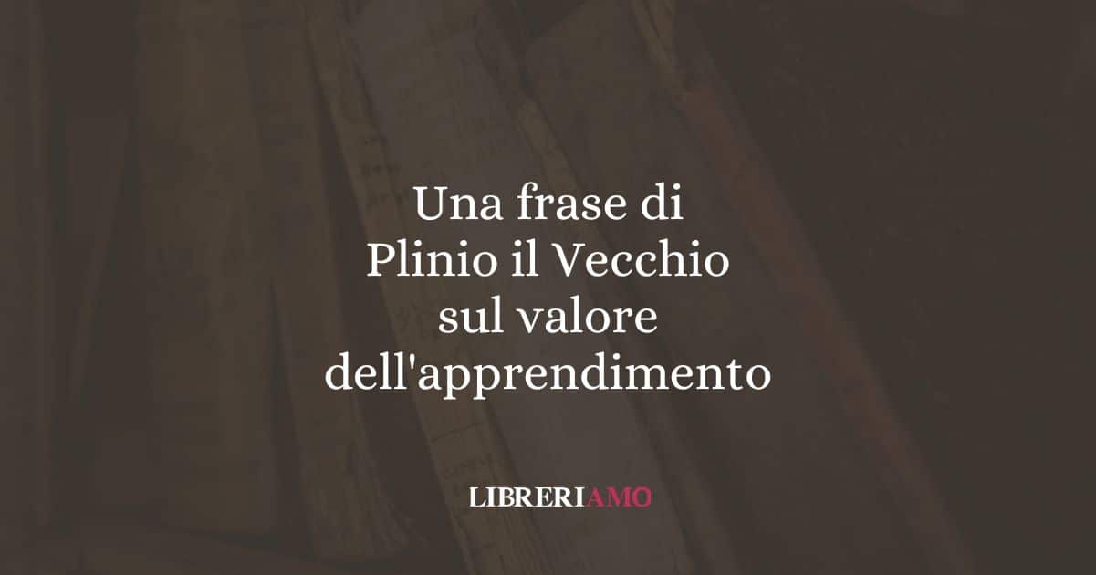 Una frase di Plinio il Vecchio sul valore dell'apprendimento
