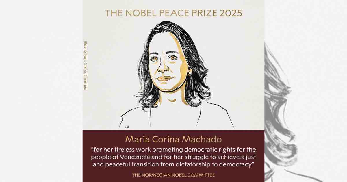 Premio Nobel per la Pace 2025, lo vince María Corina Machado