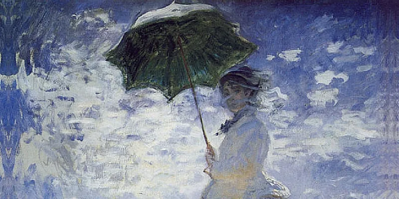 Camille Monet nel quadro "Donna con parasole"