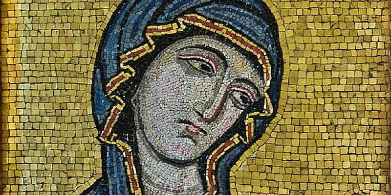 12th century mosaic, Byzantine-style mosaic showing the Virgin as Advocate for the Human Race, Palermo Cathedral, c.1130-1180 AD Courtesy of Museo Diocesano