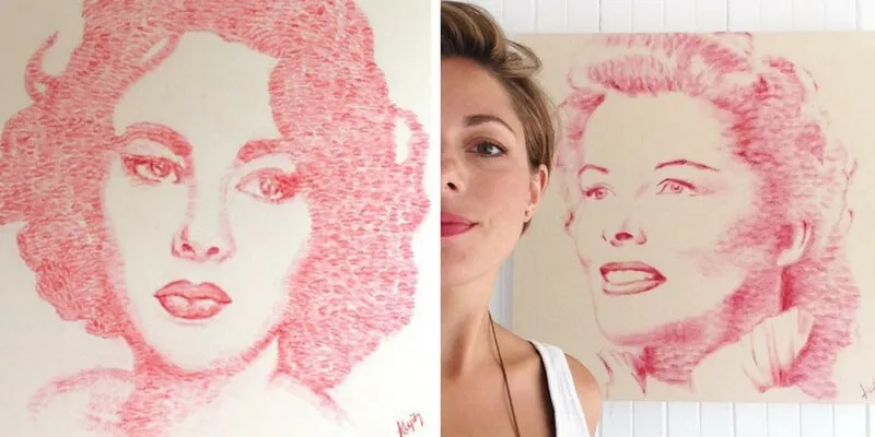 Alexis Fraser, l'artista che realizza ritratti d'autore con i baci