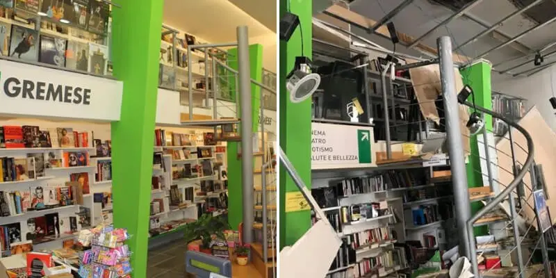 Crollo del controsoffitto, la Libreria Gremese di Roma costretta a chiudere
