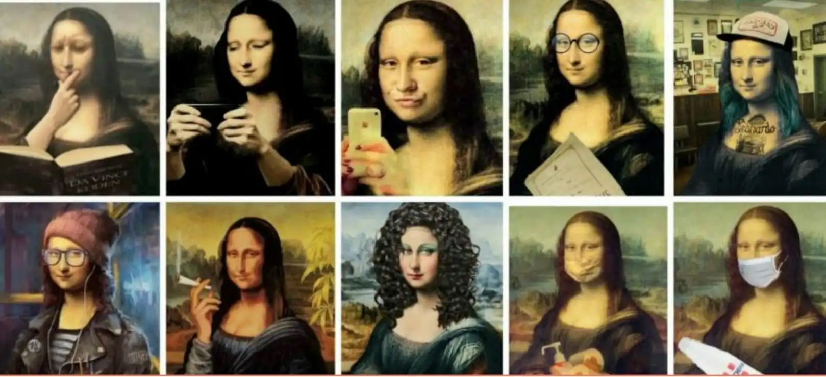 Uso umoristico della Gioconda per svariati messaggi.