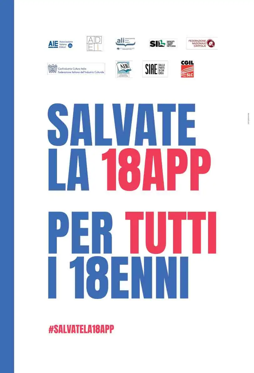 18app, il mondo del libro lancia #SALVATELA18APP