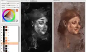 Il processo di ricostruzione del colore della faccia nascosta, basata sull'identificazione di elementi sottosuolo dei pigmenti usati da Degas.