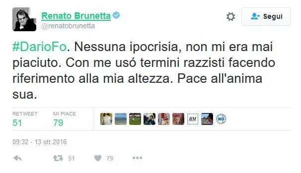 Risultati immagini per Sì, adesso sono tutti a celebrare Dario. Dopo una vita che han fatto di tutto per censurarlo e colpirlo in tutti i modi. Vaffanculo. Onore a Brunetta che ha detto che mio padre non gli è mai piaciuto.