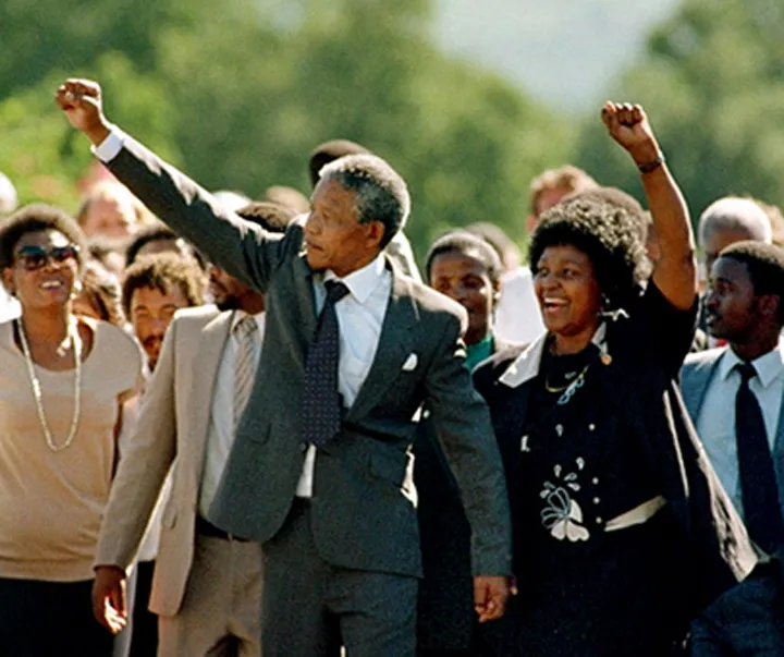 nelson mandela fist in air