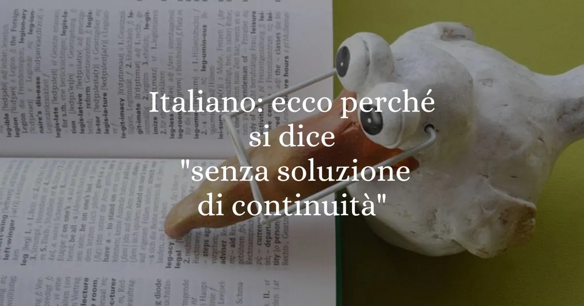 Italiano ecco perché si dice senza soluzione di continuità